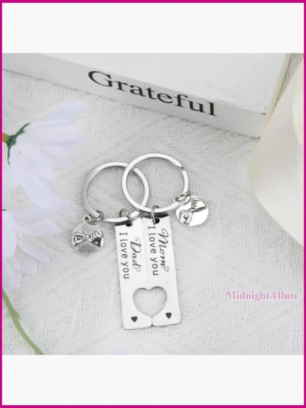 Couple Matching Keychain Set - Gift for Him or Her - Stainless Steel Dad Mom